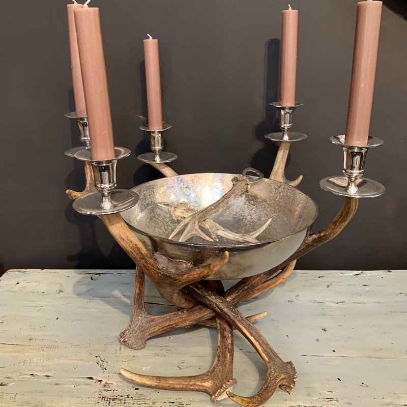 Kerzenhalter, gefertigt aus Rothirschgeweih - Interieur Möbel Kerzenständer - Geweih. Frederique Geweihmöbel. - aus Schöne Geweih
