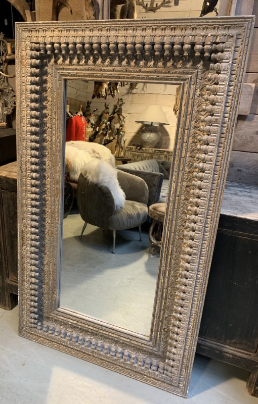 Bont etiket Bewusteloos spiegel, houten spiegel, vintage, vintage spiegel, houtgesneden - SPIEGELS  - Frederique Interieur